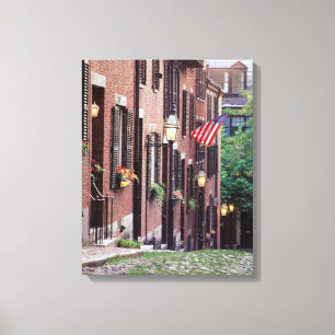 USA, Massachusetts, Boston, Houses Along Acorn Canvas Print