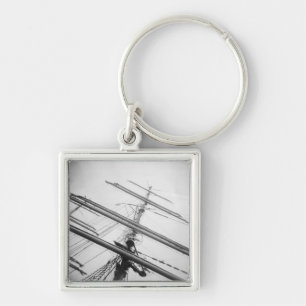 USA, Massachusetts, Boston. Masts of tall ship. Keychain