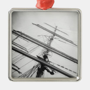 USA, Massachusetts, Boston. Masts of tall ship. Metal Ornament