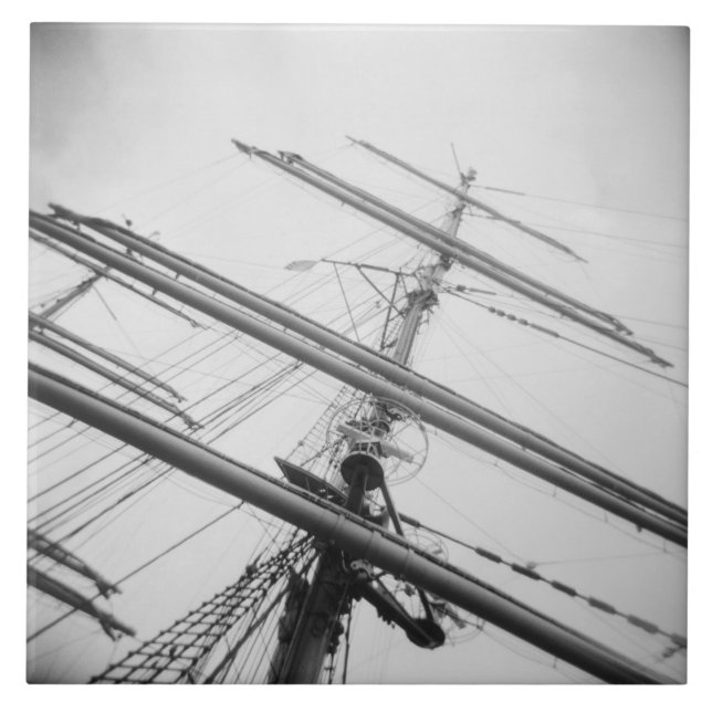 USA, Massachusetts, Boston. Masts of tall ship. Tile (Front)