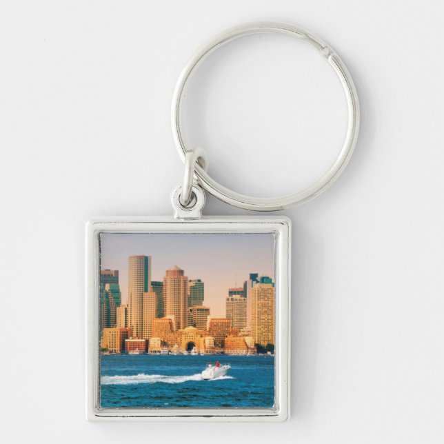 USA, Massachusetts. Boston Waterfront Panorama Keychain (Front)