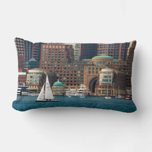 USA, Massachusetts. Boston Waterfront Skyline 2 Lumbar Pillow