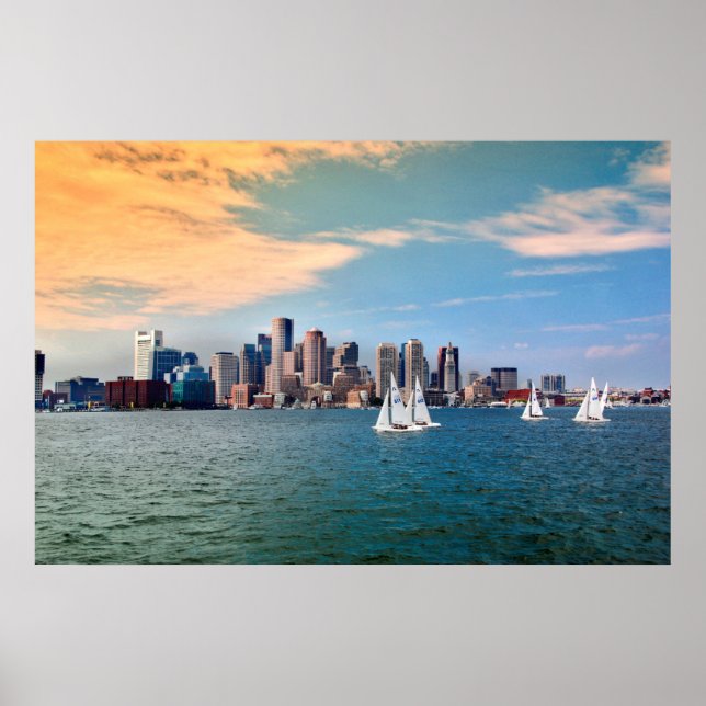 USA, Massachusetts. Boston Waterfront Skyline 3 Poster (Front)