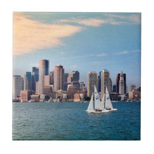 USA, Massachusetts. Boston Waterfront Skyline 3 Tile