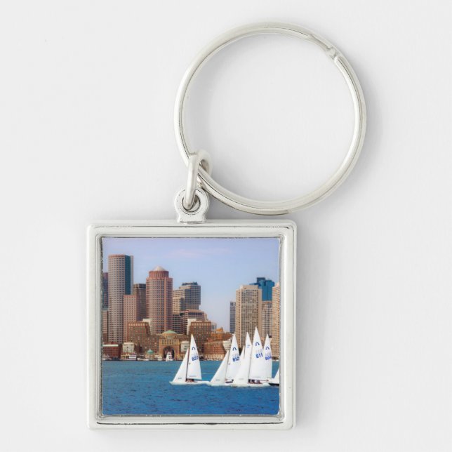USA, Massachusetts. Boston Waterfront Skyline 4 Keychain (Front)