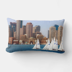 USA, Massachusetts. Boston Waterfront Skyline 4 Lumbar Pillow