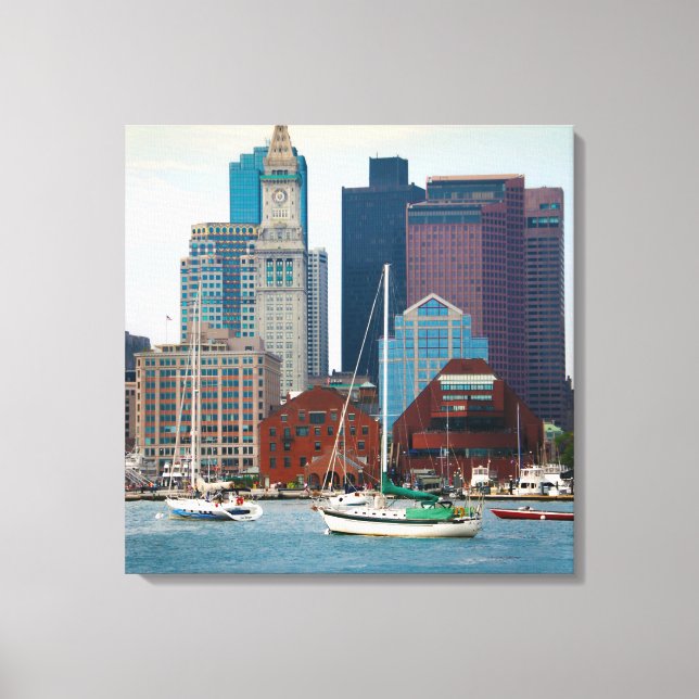USA, Massachusetts. Boston Waterfront Skyline Canvas Print (Front)