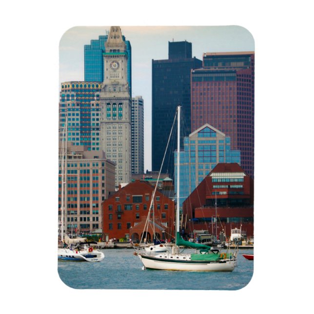 USA, Massachusetts. Boston Waterfront Skyline Magnet (Vertical)