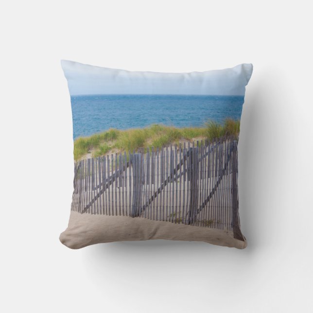 USA, Massachusetts. Dunes And Path Throw Pillow (Front)