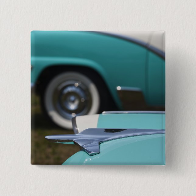 USA, Massachusetts, Gloucester. 1950s-era Ford 2 Inch Square Button (Front)