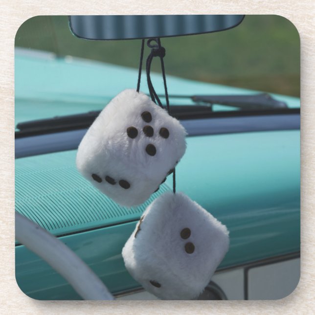 USA, Massachusetts, Gloucester. Fuzzy dice in a Coaster (Front)