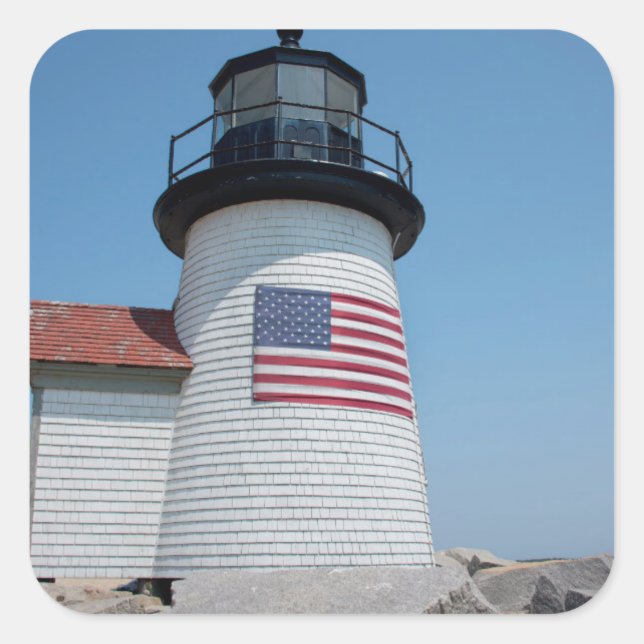USA, Massachusetts, Nantucket. Brant Point Square Sticker (Front)