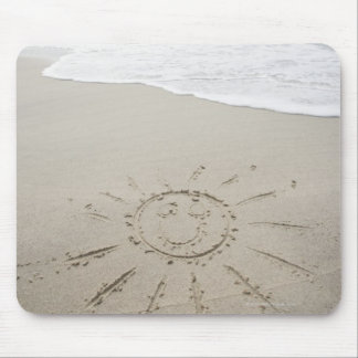 USA, Massachusetts, Sun drawn on sandy beach Mouse Pad