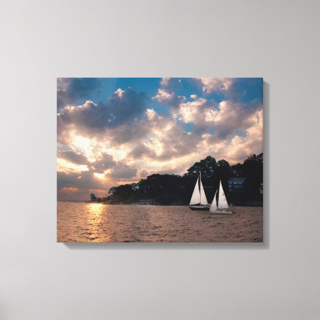 USA, Massachusetts. Sunset Sailing Canvas Print (Front)