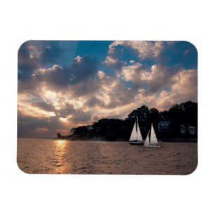 USA, Massachusetts. Sunset Sailing Magnet