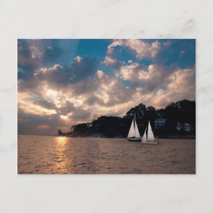 USA, Massachusetts. Sunset Sailing Postcard