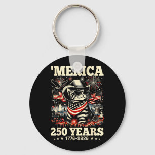 USA Merica Cat 4th of July 250 Years 1776 2026 Keychain