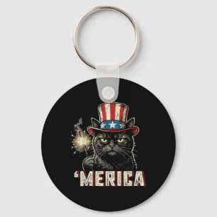 USA Merica Cat 4th of July Men Women Kids Funny Keychain