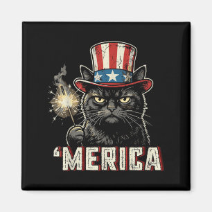 USA Merica Cat 4th of July Men Women Kids Funny Magnet