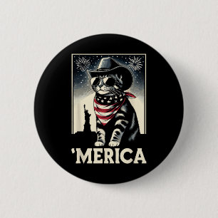 Usa merica Cat 4th Of July Men Women Kids Funny Pa 2 Inch Round Button