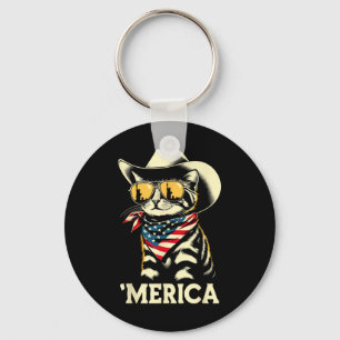 Usa merica Cat 4th Of July Men Women Kids Funny Pa Keychain