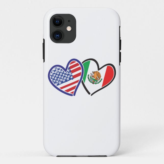 USA Mexico Heart Flags Case-Mate iPhone Case (Back)