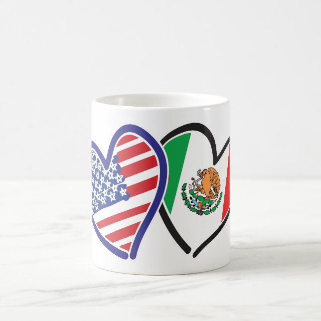 USA Mexico Heart Flags Coffee Mug (Center)