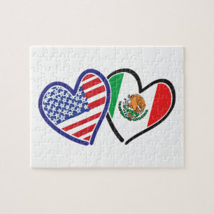 USA Mexico Heart Flags Jigsaw Puzzle