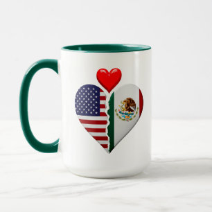 USA Mexico Heart flags Spanish Hispanic Heritage Mug