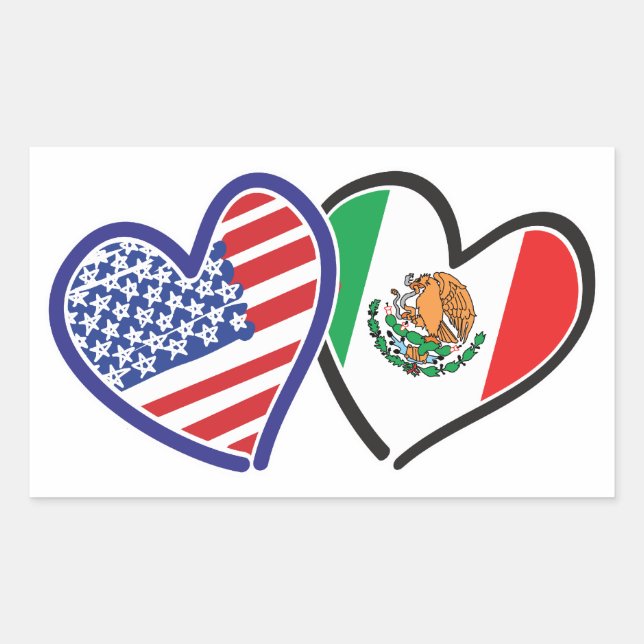 USA Mexico Heart Flags Sticker (Front)