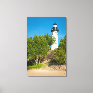 USA, Michigan. Au Sable Lighthouse On Lake Canvas Print