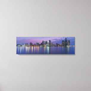USA, Michigan, Detroit skyline, night Canvas Print