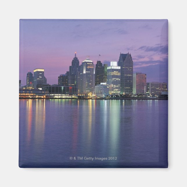 USA, Michigan, Detroit skyline, night Magnet (Front)