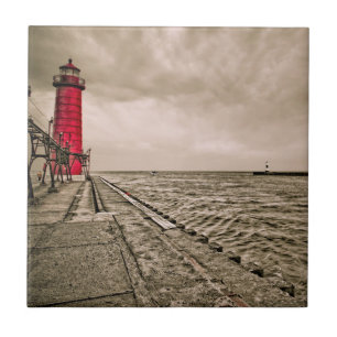 USA, Michigan, Grand Haven Lighthouse Tile