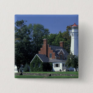 USA, Michigan, Lake Huron. Port Sanilac 2 Inch Square Button