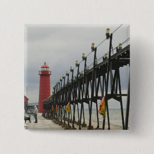 USA, Michigan, Lake Michigan Shore, Grand Haven: 2 Inch Square Button