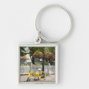 USA, Michigan, Mackinac Island. Yellow Bike Keychain