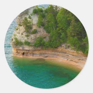 USA, Michigan. Miner's Castle Rock Formation Classic Round Sticker