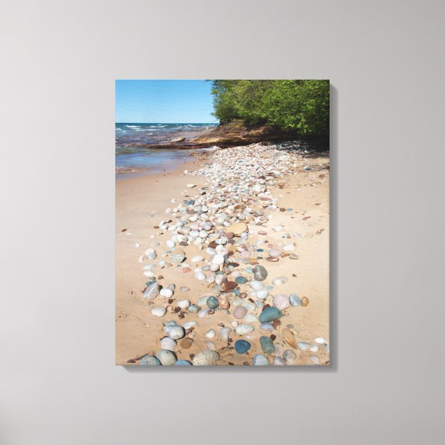 USA, Michigan. Pebbles Along 12 Mile Beach Canvas Print (Front)