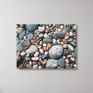 USA, Michigan. Polished Pebbles On The Shore Canvas Print