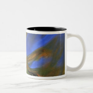 USA, Michigan, Upper Peninsula, birch leaf in Two-Tone Coffee Mug