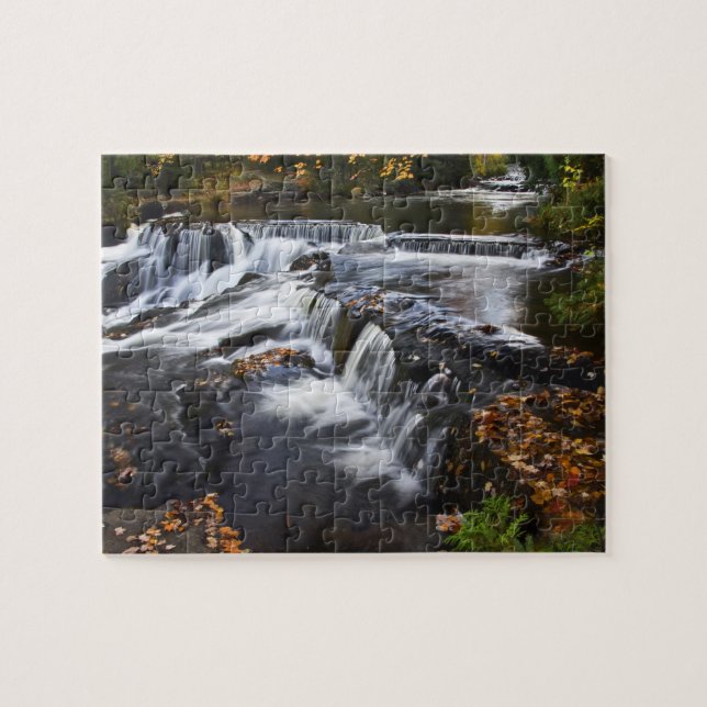 USA, Michigan, Upper Peninsula. Bond Falls and Jigsaw Puzzle (Horizontal)