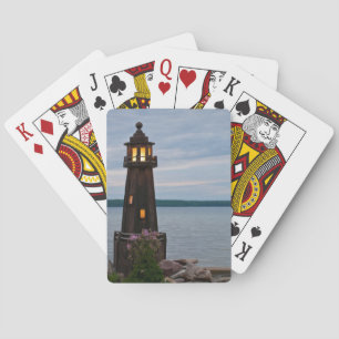 USA, Michigan. Yard Decoration Lighthouse Playing Cards