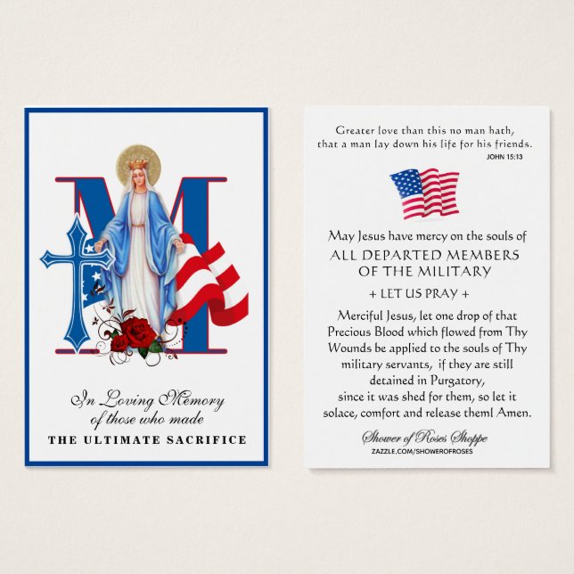 USA Military Remembrance Memorial Religious (Front & Back)
