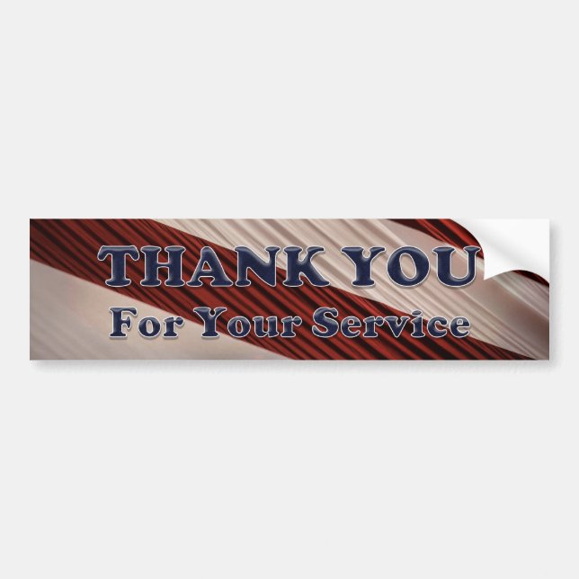 USA Military Veterans Patriotic Flag Thank You Bumper Sticker (Front)