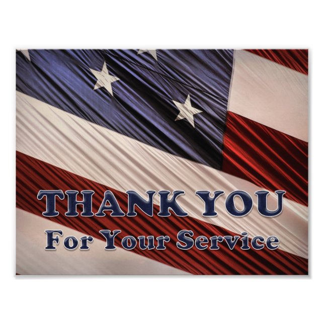 USA Military Veterans Patriotic Flag Thank You Photo Print (Front)