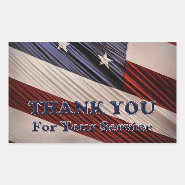 USA Military Veterans Patriotic Flag Thank You Sticker (Front)