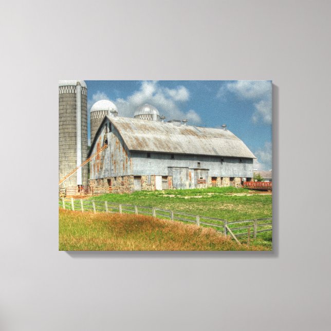 USA, Minnesota Barn And Silo Canvas Print (Front)