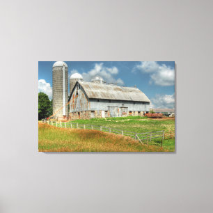 USA, Minnesota Barn And Silo Canvas Print