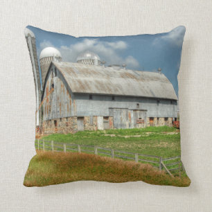 USA, Minnesota Barn And Silo Throw Pillow